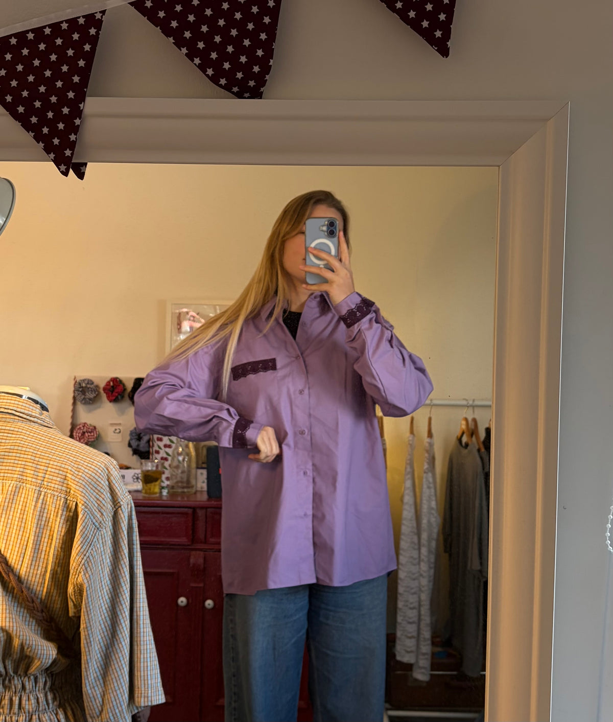 Reworked Blouse - Striped Lila + Purple