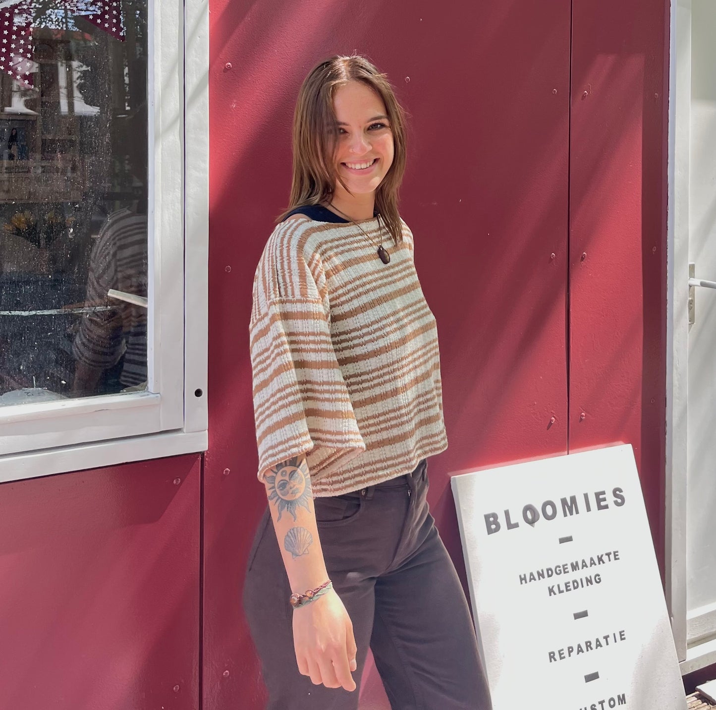 Luna - Shortsleeve top Brown stripes