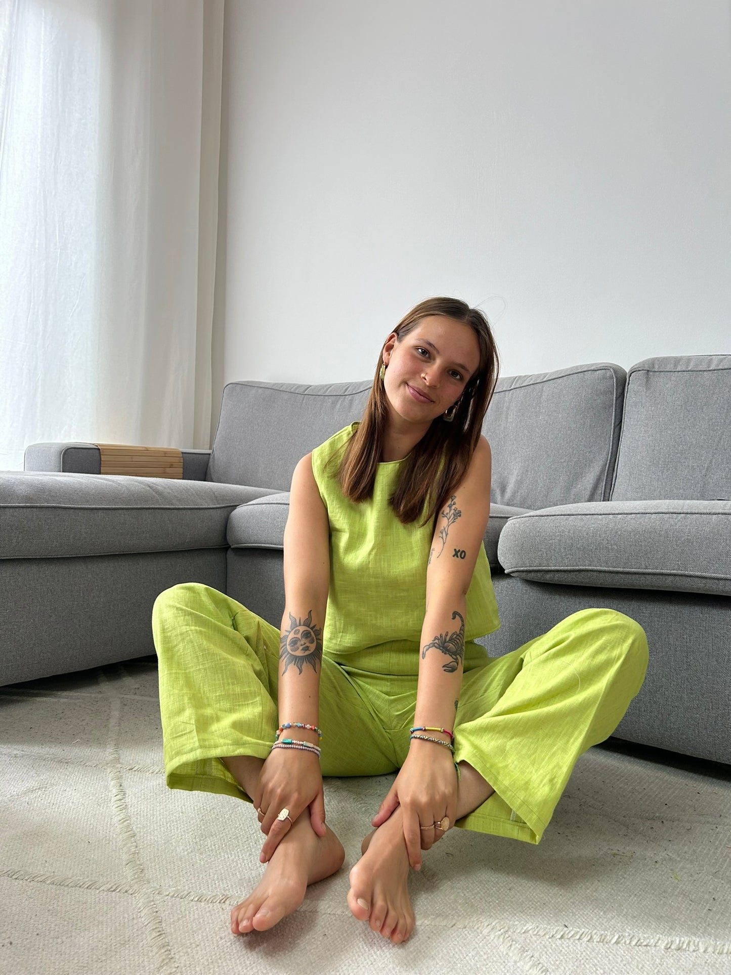 Bloomies Lime Linen Set