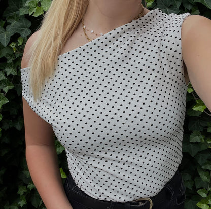 Rose - One Shoulder Top - Polkadot White