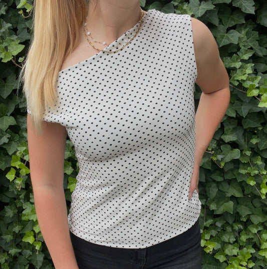 Rose - One Shoulder Top - Polkadot White