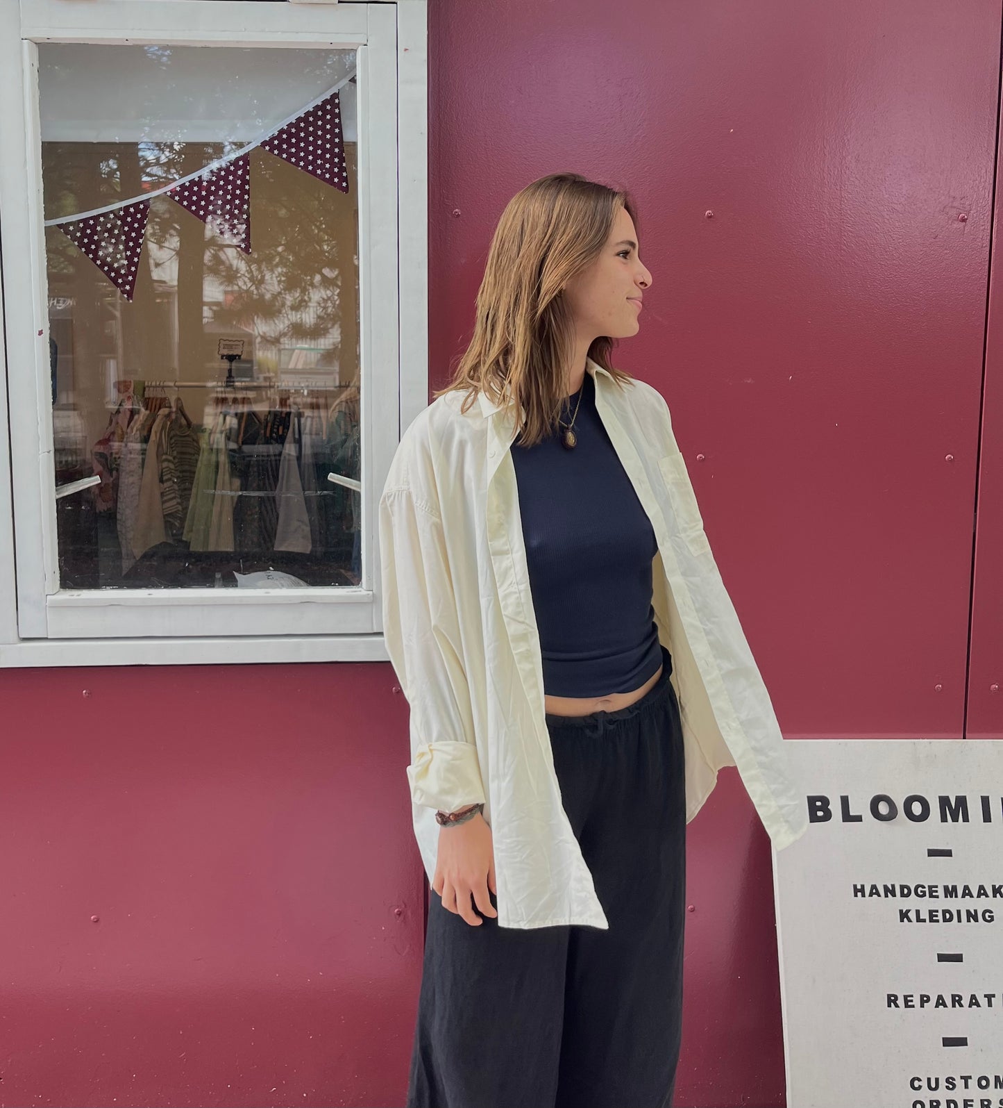 Reworked Blouse – Light Yellow & Open Back