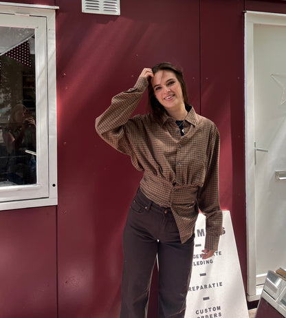Reworked Blouse – Brown Checks