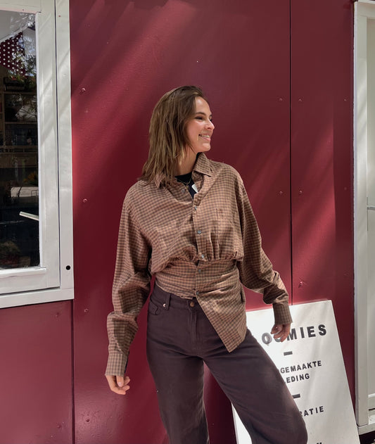 Reworked Blouse – Brown Checks