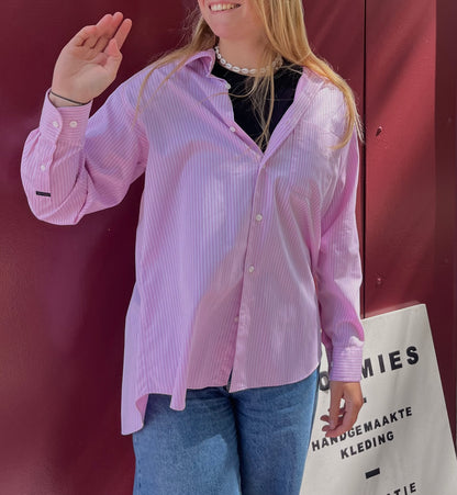 Reworked Blouse – Pink Stripes & Open Back