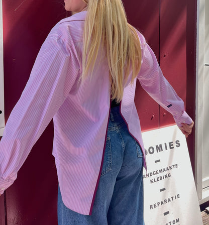 Reworked Blouse – Pink Stripes & Open Back