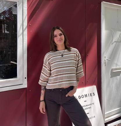 Luna - Shortsleeve top Brown stripes