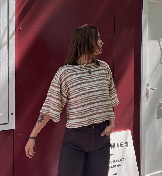 Luna - Shortsleeve top Brown stripes
